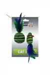 Papillon игрушка для кошек "мышка и мячик с перьями" пушистые в полоску