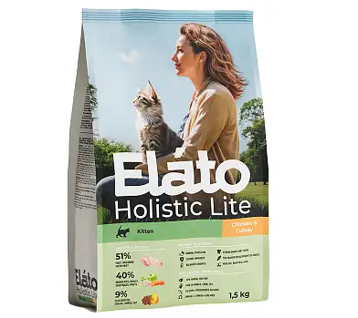 Elato Holistic Lite сухой корм  для котят, беременных и кормящих кошек с курицей и индейкой