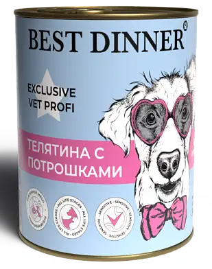 Best Dinner Vet Profi Gastro Intestinal консервы для взрослых собак и щенков с 6 месяцев для профилактики болезней ЖКТ с телятиной и потрошками